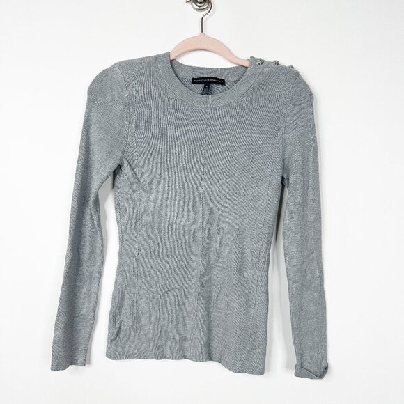 2/$30 White House Black Market Crew Neck Pullover Ribbed Sweater Gray #A0110 - Picture 3 of 8